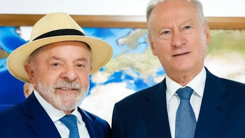 Rostros de Lula da Silva y Nicolai Patrushev.