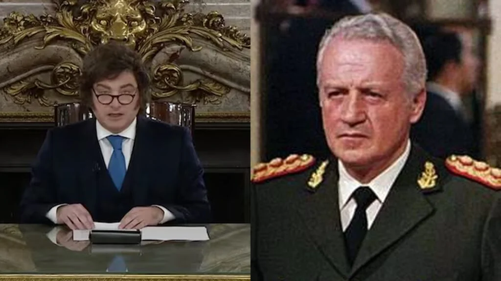 Javier Milei y Leopoldo Fortunato Galtieri, expresidente da Argentina 1981-1982